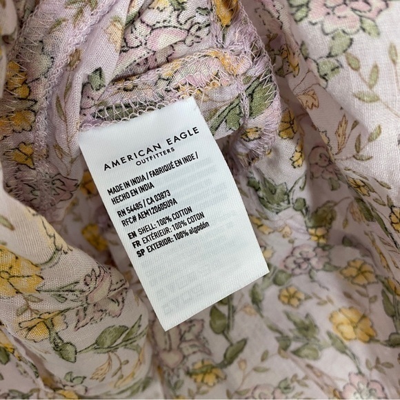 American Eagle‎ NWT XS Boho Floral Square Neck Blouse Top Cotton - Picture 7 of 9